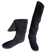 Authentic Dior Womens Mid Calf Ruched Black Suede Boots SZ37 - $99.00