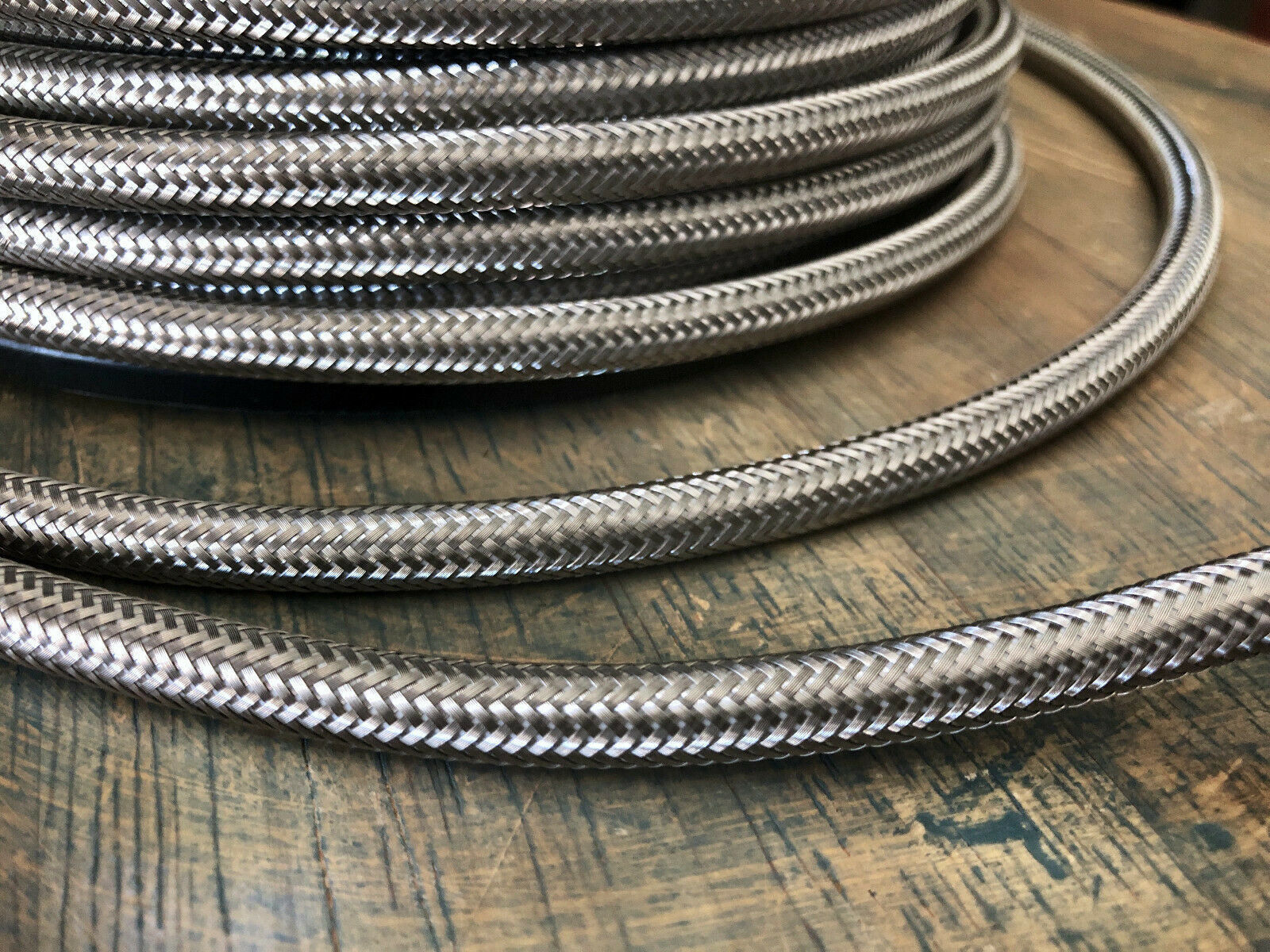 Steel metal cord cover-round 3 wire braided cable, jack mesh-per foot