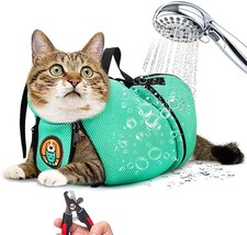 Grooming Bag For Cats Adjustable Cat Bathing Bag Anti Scratch Bite Polye... - $25.24