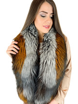 Silver Fox Fur Stole 55' (140cm) Saga Furs Splitted Two Colors Fur Collar image 4