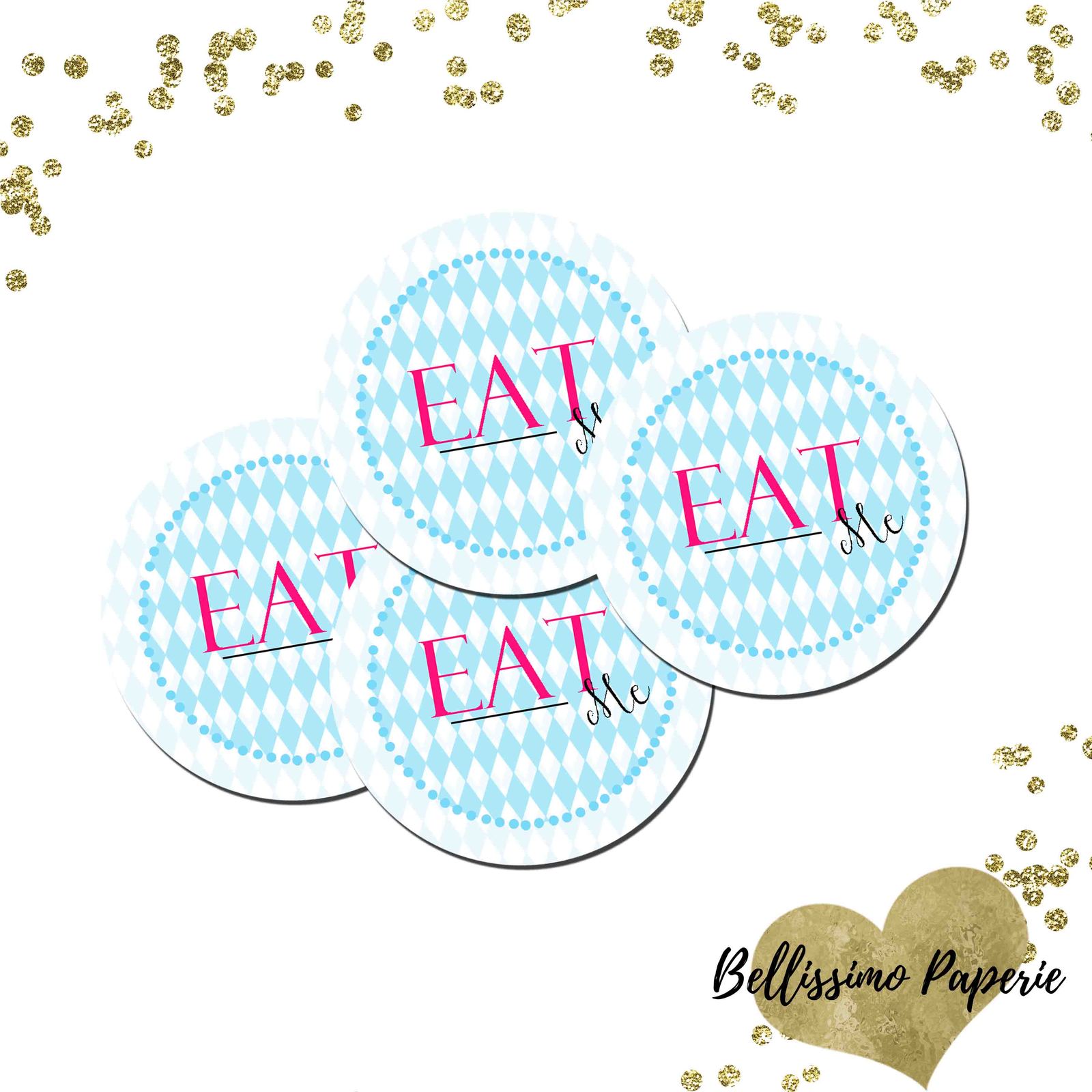 Alice in Wonderland Eat Me Tags Tea Party Printable INSTANT DOWNLOAD ...