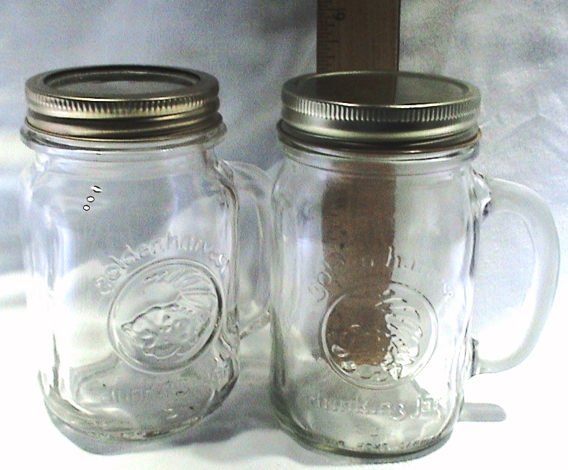 Set of Two Clear Anchor Hocking Golden Harvest Drinking Jars With