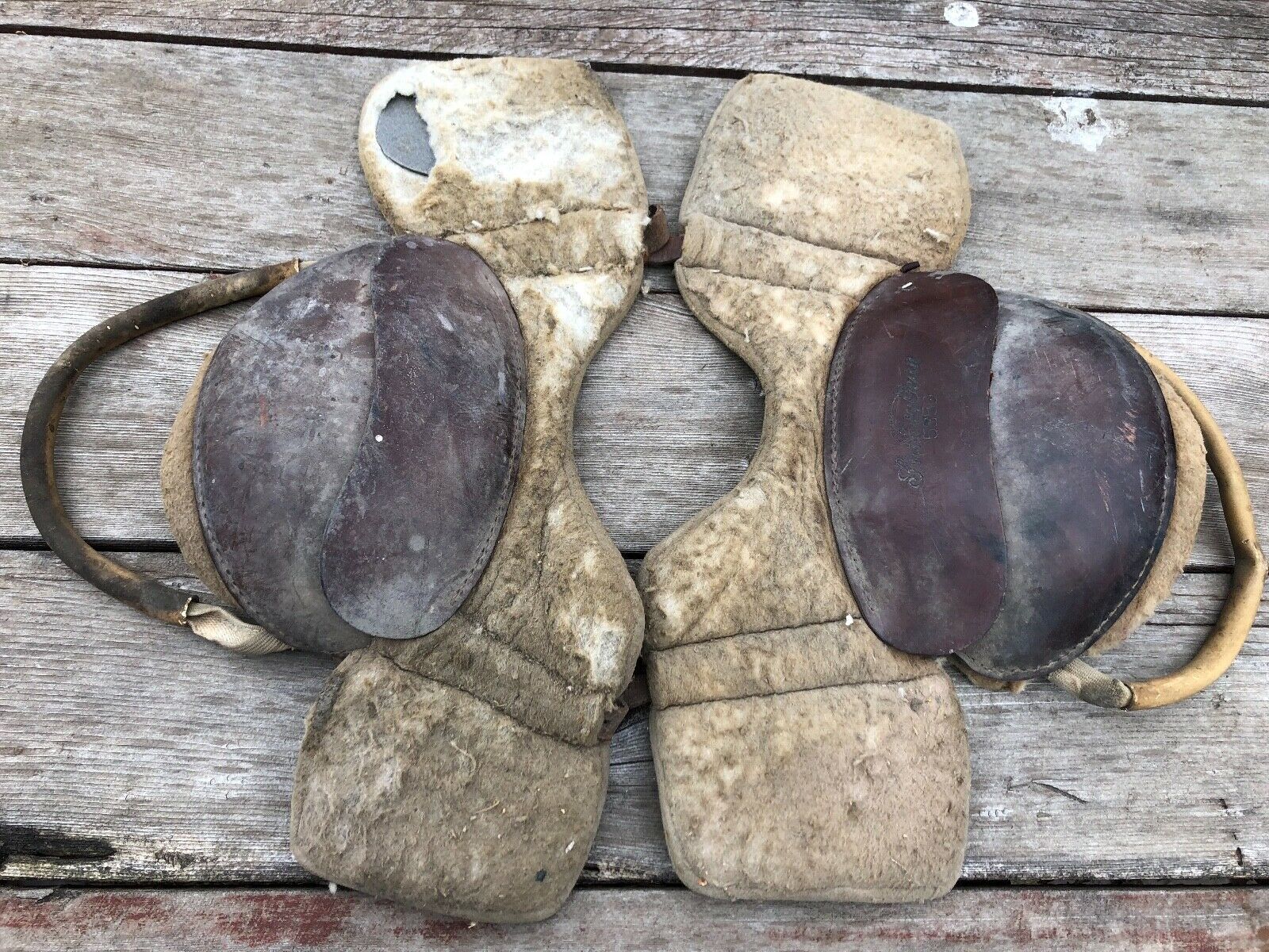 Old c.1920's 30's Stall & Dean Football Shoulder Pads Antique Leather Vintage