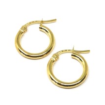 18K YELLOW GOLD ROUND MINI CIRCLE EARRINGS DIAMETER 10 MM WIDTH 2 MM, ITALY MADE image 1