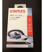 STAPLES USB-C CAR CHARGER 27W 6 FT FOR USB-C DEVICES NEW FITS SAMSUNG NO... - $6.92
