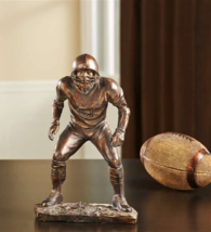 Football Player Figurine 9.75" High Antique Gold Color Trophy Poly Stone