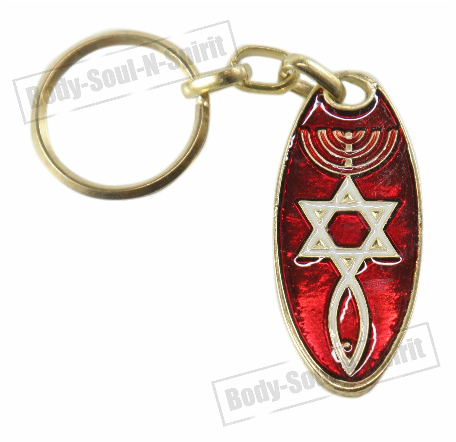 Key Chain Star of David & Israel Menorah Judaism Red Amulet Pendant Charm gift