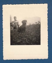 Antique Vintage Photograph in Croatia 1930s, Young Man Sitting and Dog ! - $13.99