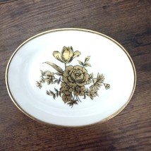 Vintage Gold Trim Trinket Dish, set of 2, Soap / Nut, Golden Rose Flowers, Sadek image 3