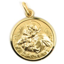 18K YELLOW GOLD ST SAINT ANTHONY PADUA SANT ANTONIO MEDAL MADE IN ITALY, 21 MM image 1