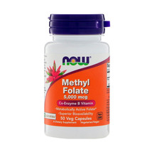 Now Foods Methyl Folate 5000mcg, 50 Vegetarian Capsules - $27.39