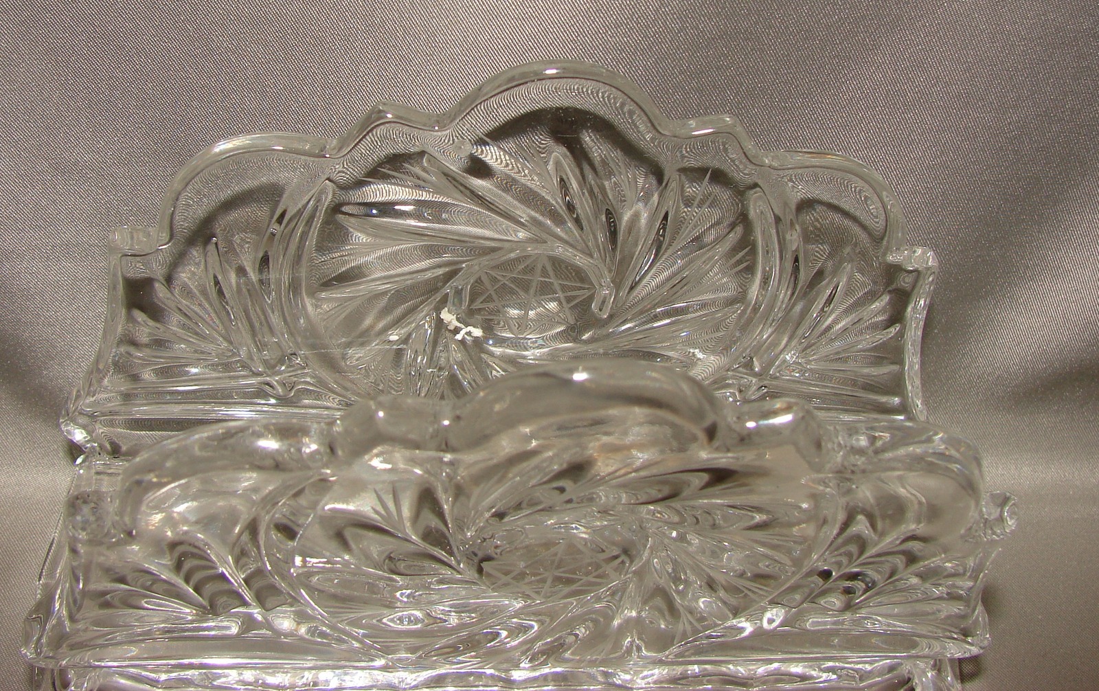 ABP Pinwheel Design Crystal Cut Glass Napkin or Mail Holder Pottery