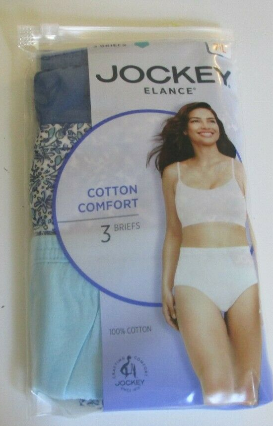 3 Jockey Elance Cotton Comfort Briefs Size 7 Multi-color Style 1484/157