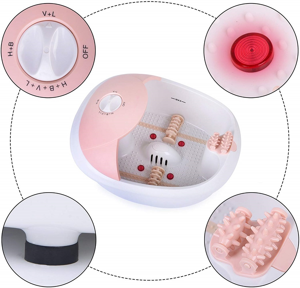 All in one foot spa bath massager w heat HF vibration O2 bubbles red