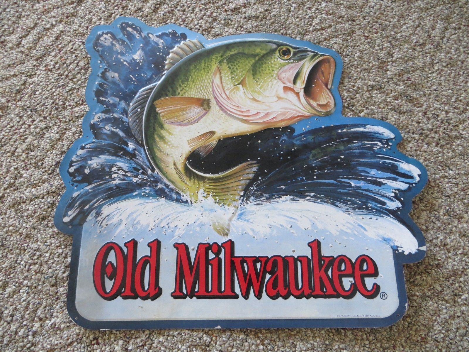 original Old Milwaukee beer & largemouth bass fishing 1994 bar advertising sign Other