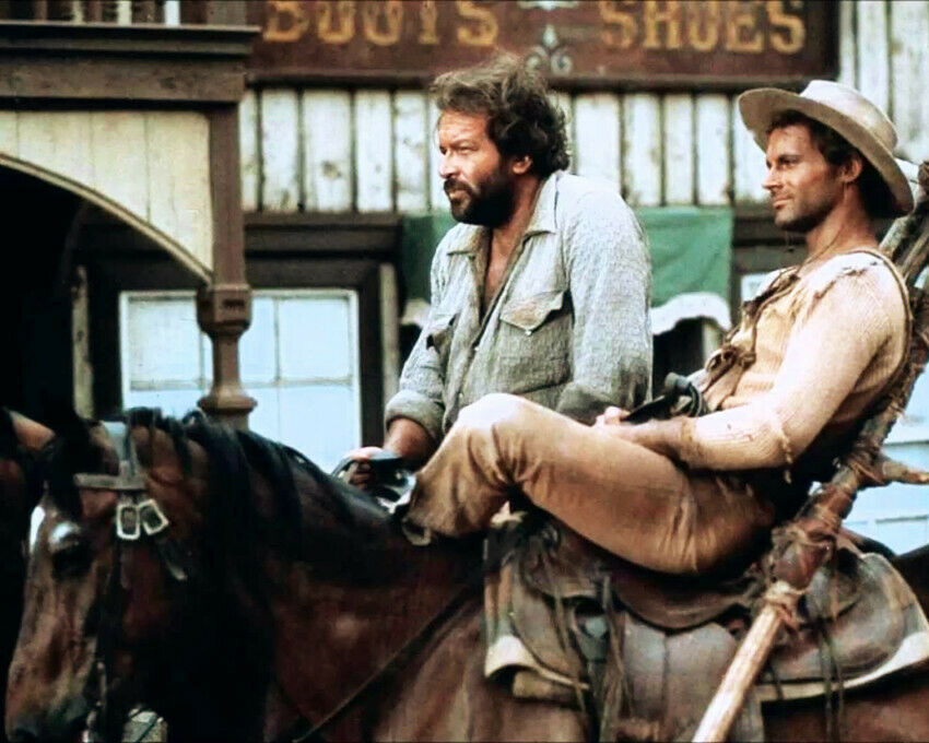 Terence Hill Bud Spencer on horseback They Call Me Trinity 8x10 Photo