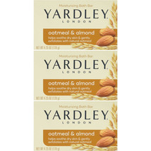 Lot of 3 Yardley London OATMEAL & ALMOND Bar Soap Soaps 4.25 oz Soothes Dry Skin - $15.67