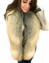 Golden Island Fox Fur Boa 70' (180cm) Saga Furs Collar Stole Scarf Natural Color