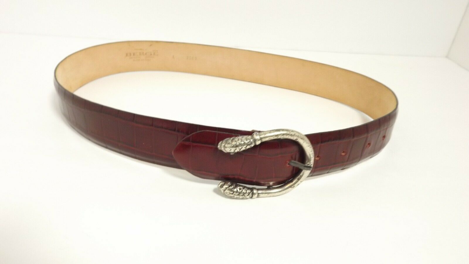 BERGE Womens ladies Dark Brown Croc Embossed Genuine Leather Belt Size ...