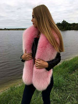 Arctic Fox Fur Boa 70' (180cm) Pink Fur Stole Collar Saga Furs Big Fur Scarf image 4