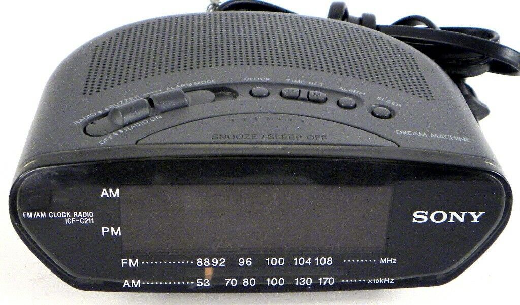 Sony Dream Machine Black Alarm Clock Radio AM FM LED ICFC211 Snooze