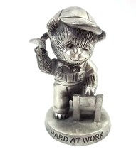 Avon pewter figurine Teddy Bear Hard at Work 1983 - $5.65