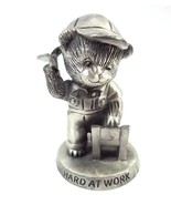 Avon pewter figurine Teddy Bear Hard at Work 1983 - $5.65