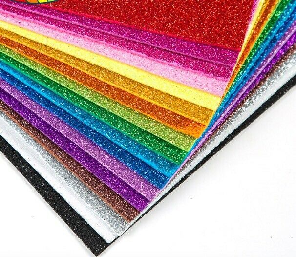 10 Sheets Glitter Foam Paper Flash Gold Handcraft Papers Sparkles