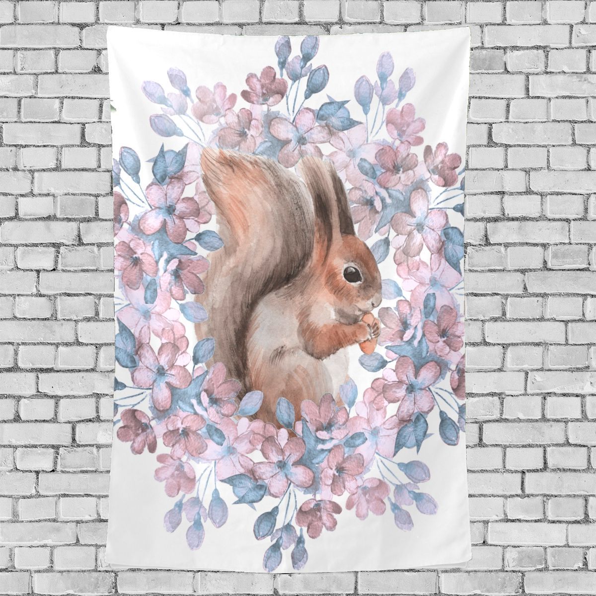 Art Wall Decor Cartoon Squirrel With Flowers Pattern Wall Hanging ...