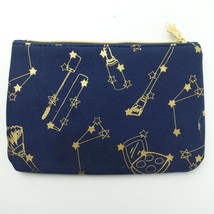 IPSY Blue Gold Zip Close Make Up Bag 7&quot; x 5&quot; - $5.49