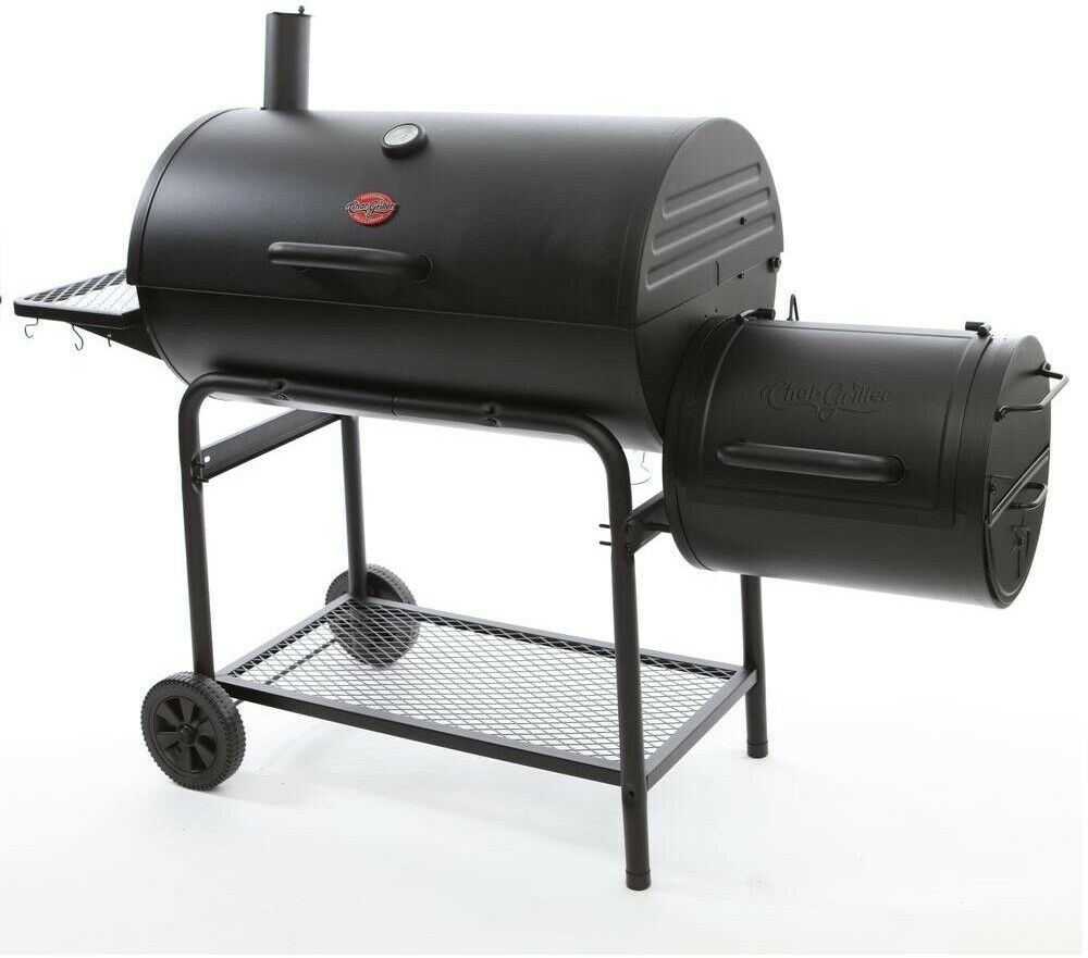 Char-Griller Barrel Grill Horizontal Smoker Charcoal Fuel Warming Rack ...