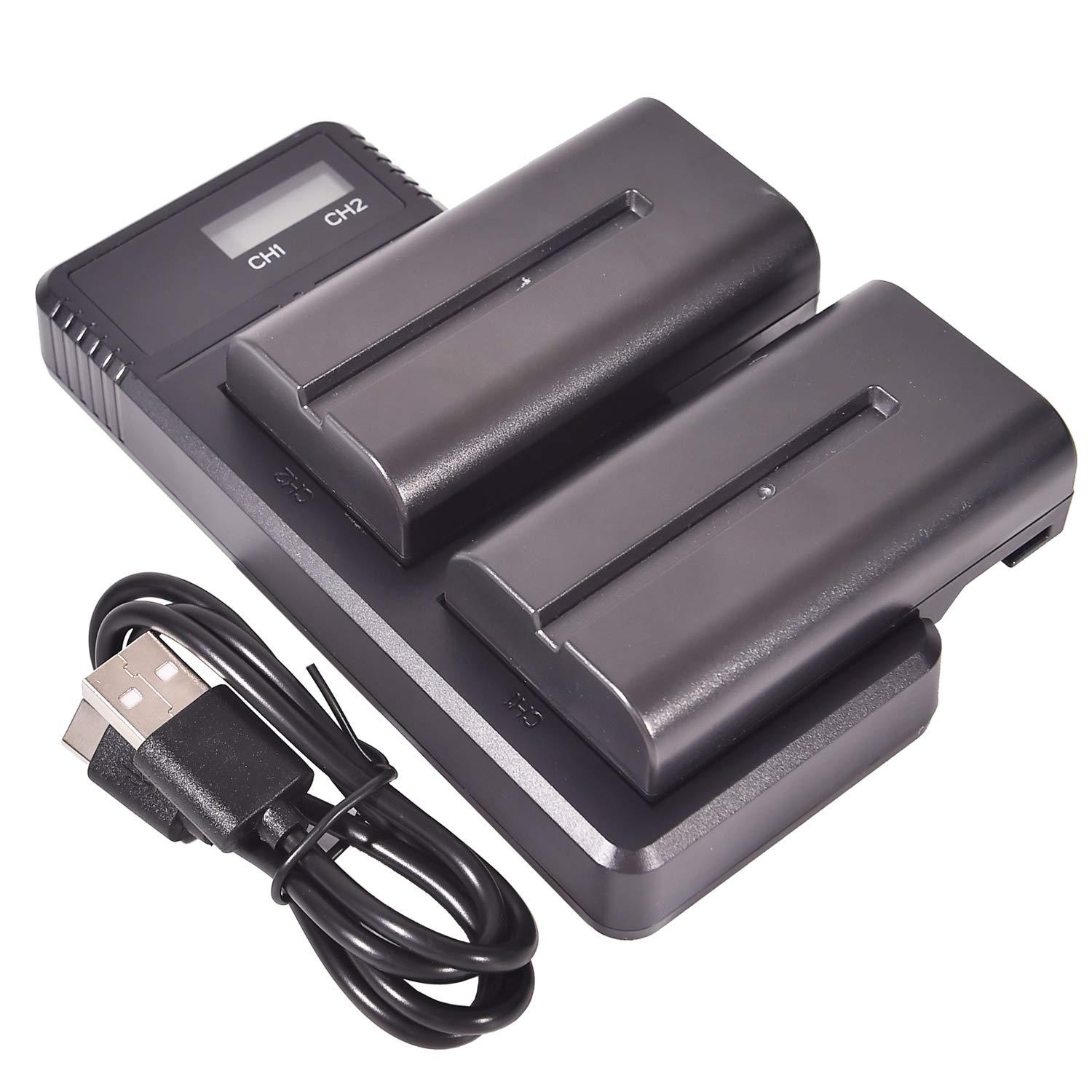 Dste 2X Np-F550 Battery + Rapid Dual Lcd Charger Compatible With Ccd-R