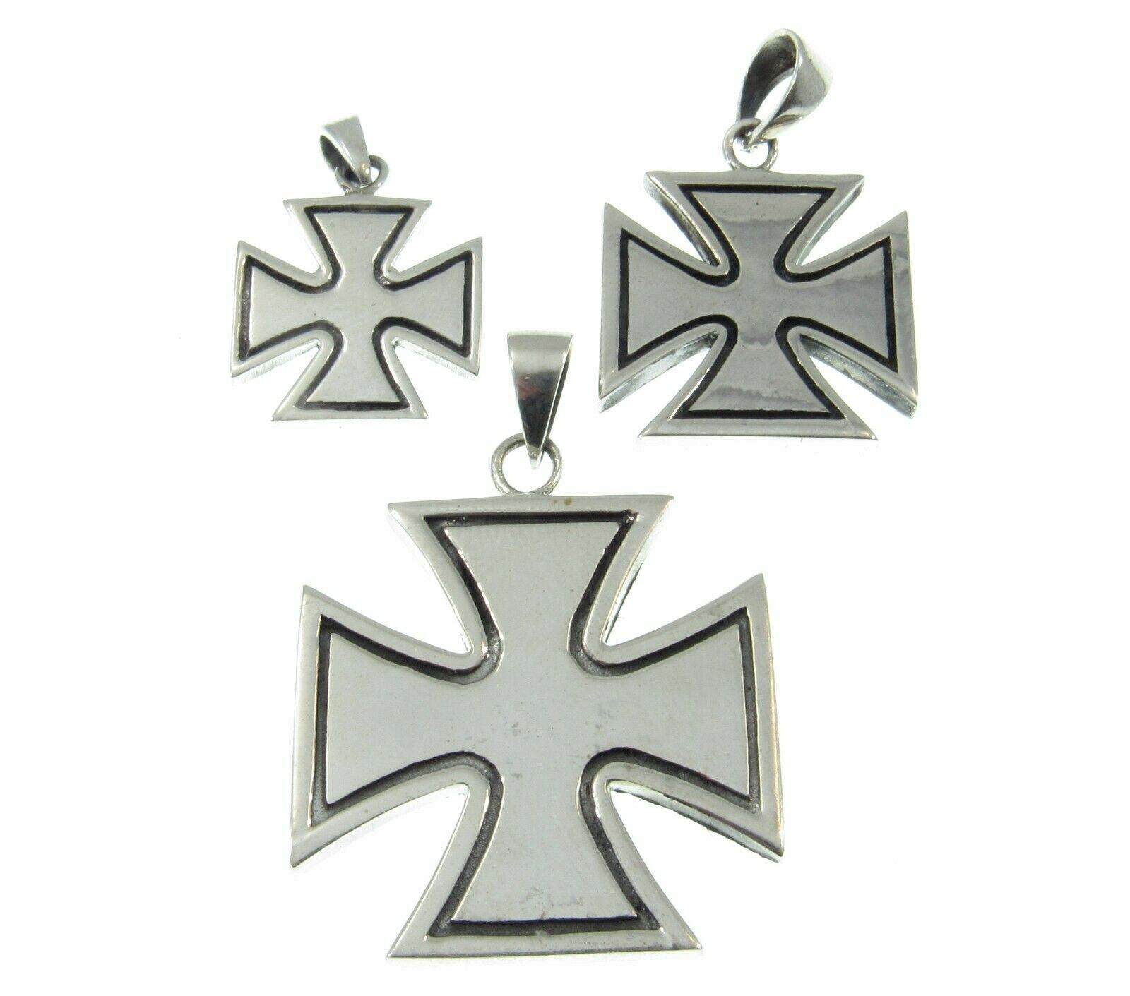 Handcrafted Solid 925 Sterling Silver Iron Cross (Croix Pattee) Pendant