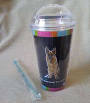 DOG LOVERS CUP German Shepherd Double Wall Insulated with Straw NEW image 1