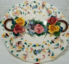 Vintage CAPODIMONTE Porcelain Floral Plate - Hallmarked &quot;Italy&quot; Plate 28... - $123.75