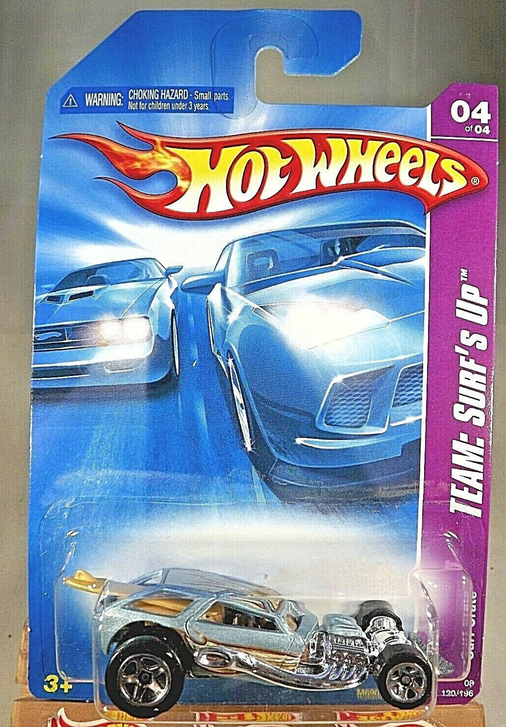 2008 Hot Wheels 120 Team Surf's Up 4/4 SURF CRATE Lt Blue Tan Board w