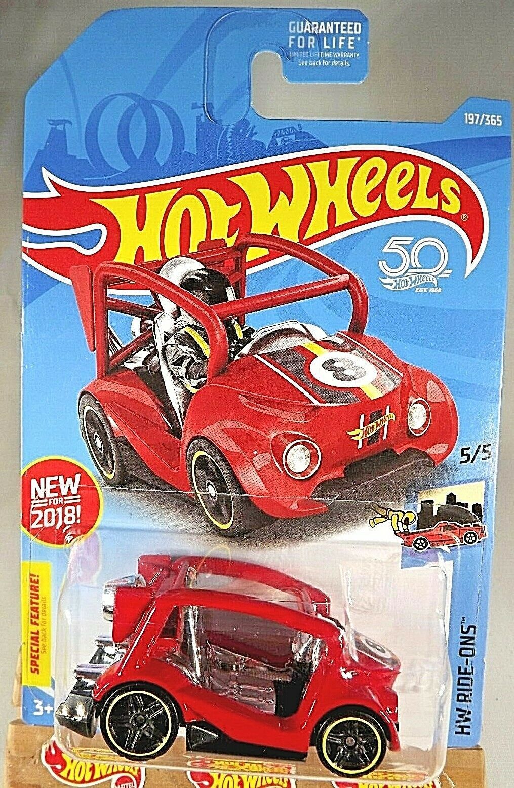 2018 Hot Wheels #197 HW Ride-Ons 5/5 KICK KART Red w/Black Pr5 Spoke ...