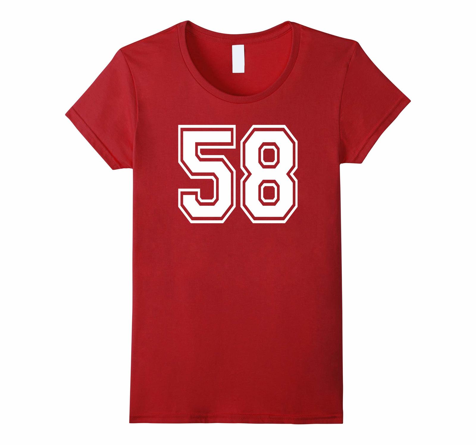 New Tee - Number 58 College Sports Team T-Tees front & back in White ...