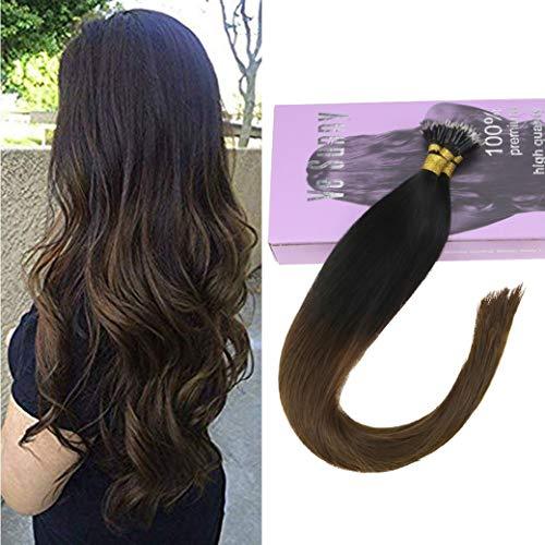 VeSunny 22inch Nano Ring Hair Extensions Ombre Color 1B Natural Black