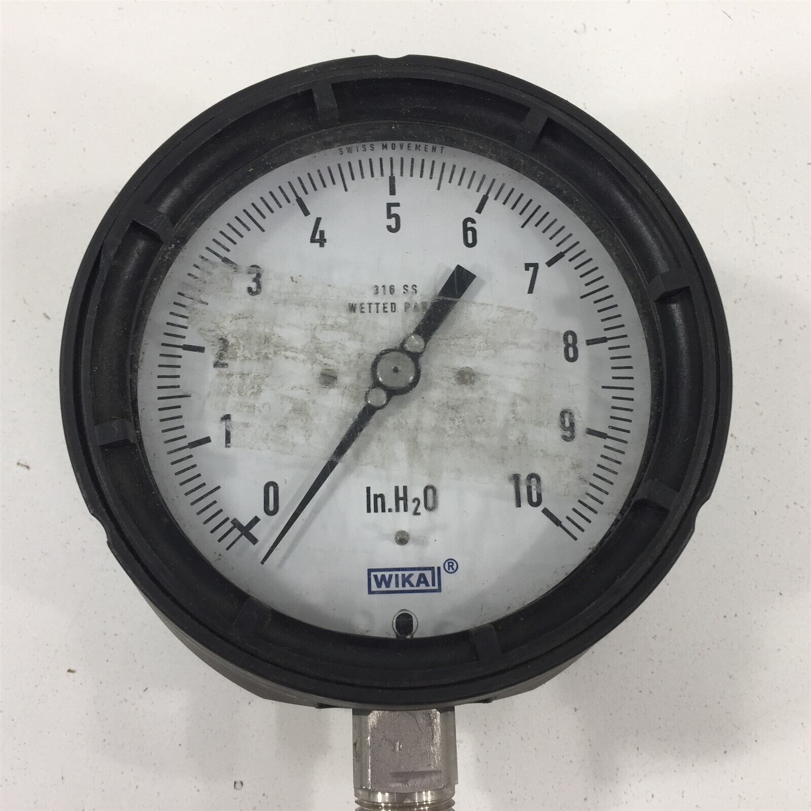 WIKA 010" H2O Vacuum Gauge Bottom Mount 1/2" NPT Air Pressure Gauges