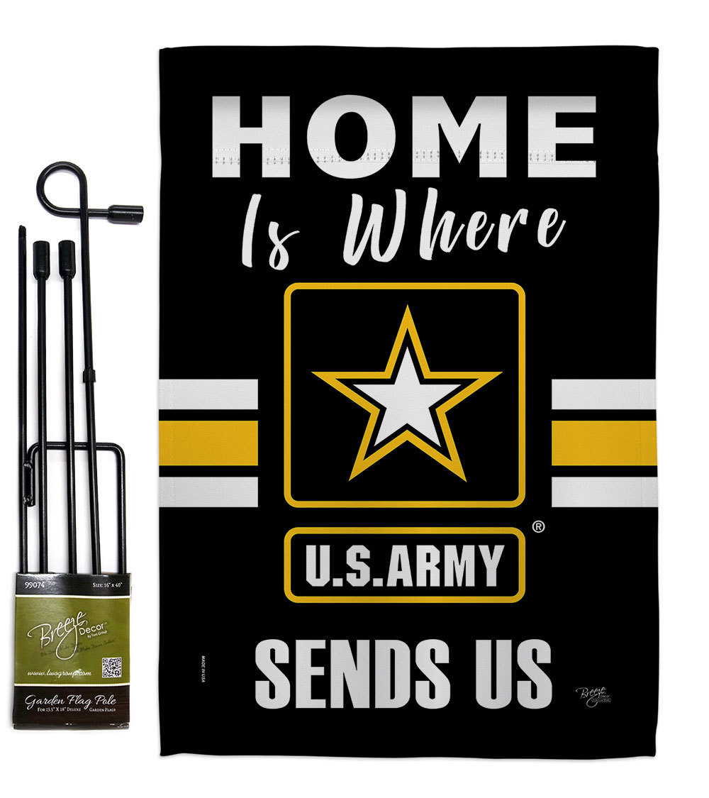 Home Is Where Us Army Garden Flag Set 13 X18.5 Double-Sided House Banner