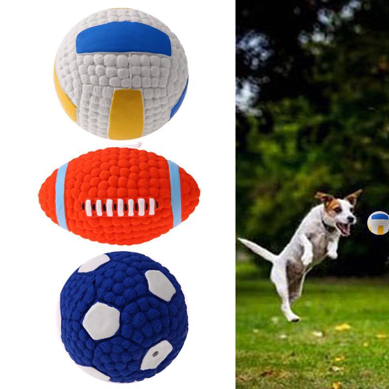 Pet Dog Rubber Toy Sound Squeaker Football/Volleyball/Rugby Balls Toys