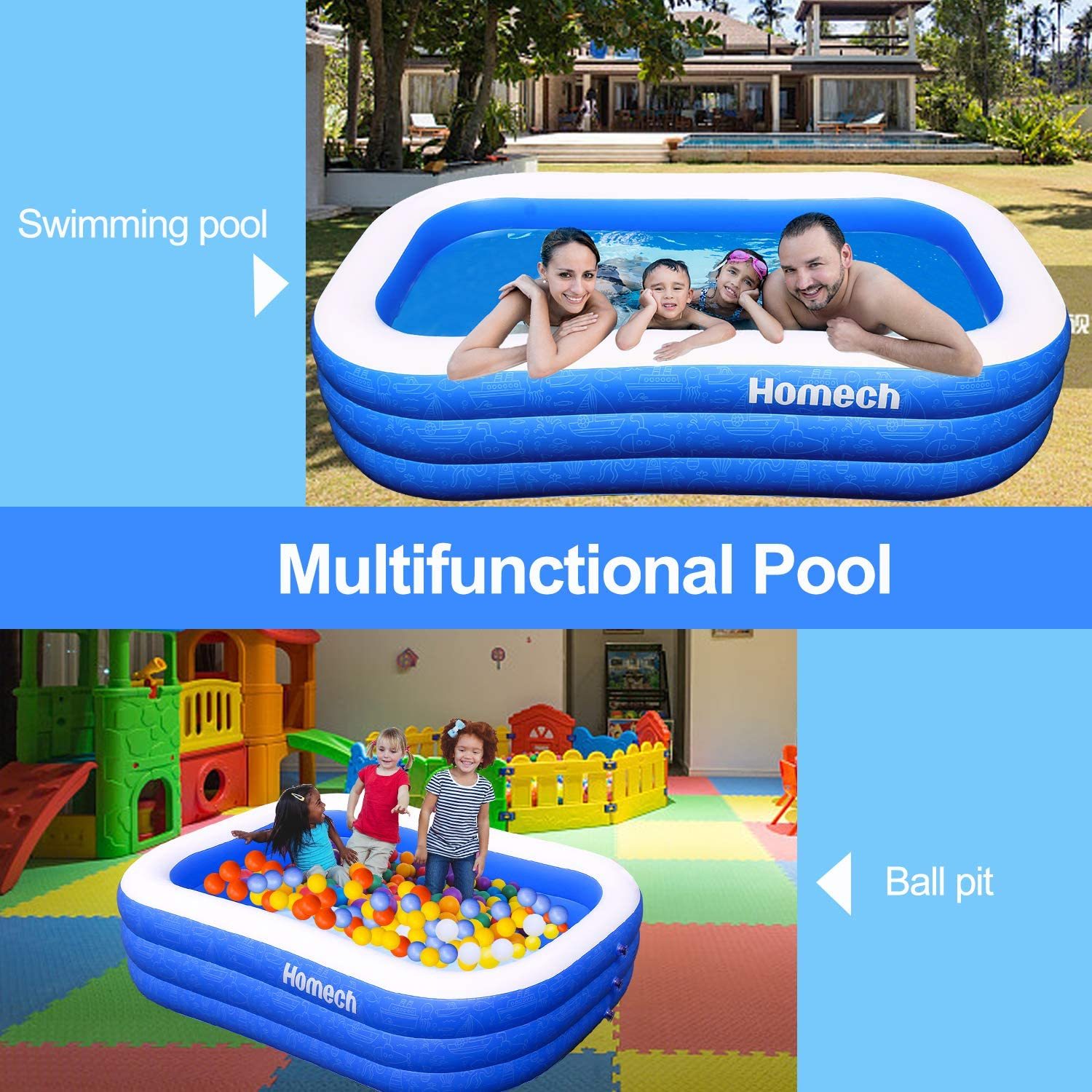 Homech Inflatable Swimming Pools, Inflatable Kiddie Pools, Family