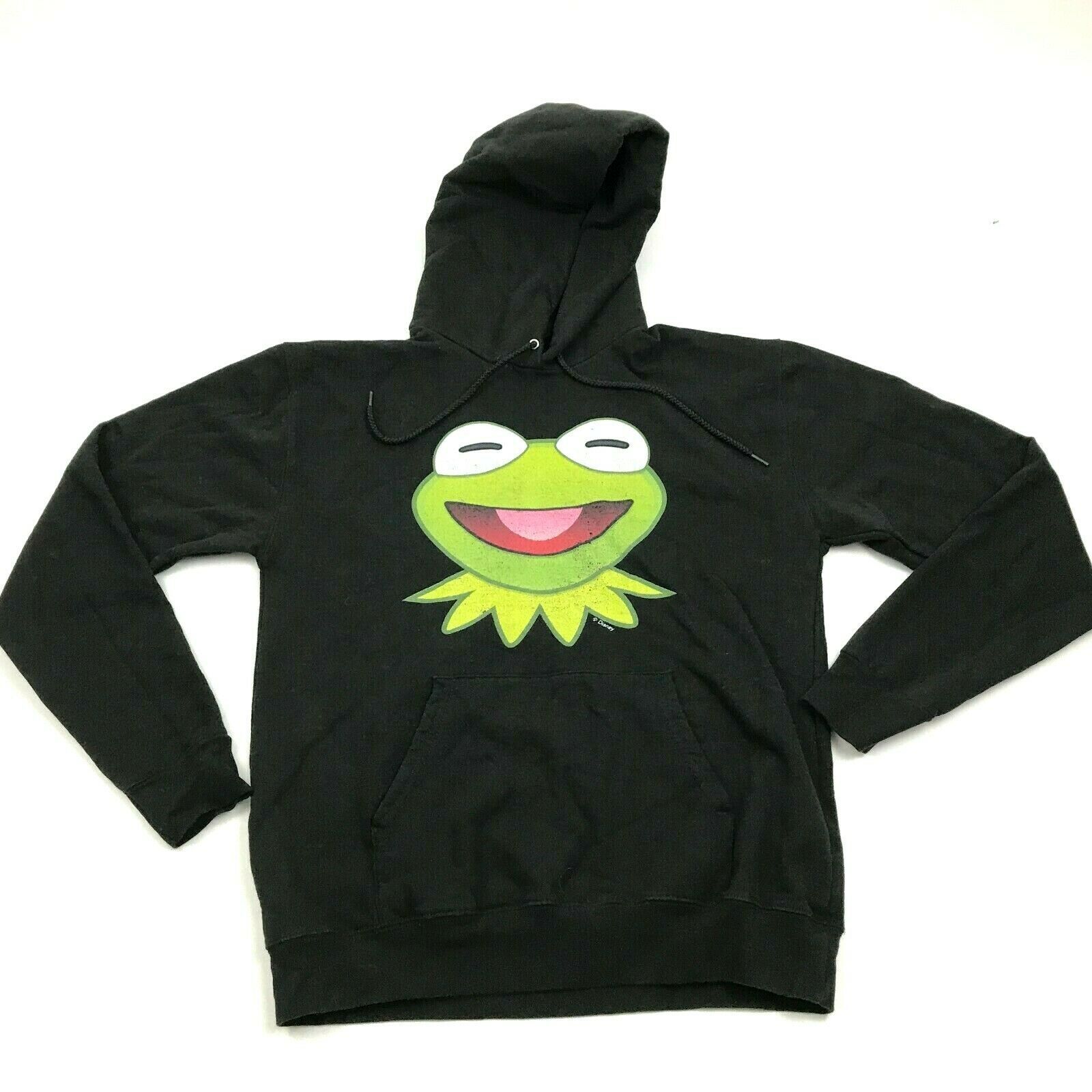 Kermit The Frog Hoodie Sweatshirt Size Medium Adult Black Green Hooded ...