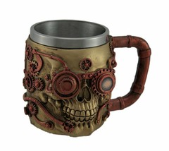 Ebros Metallic Copper Steampunk Skull Mug W/Stainless Steel Liner - $23.99