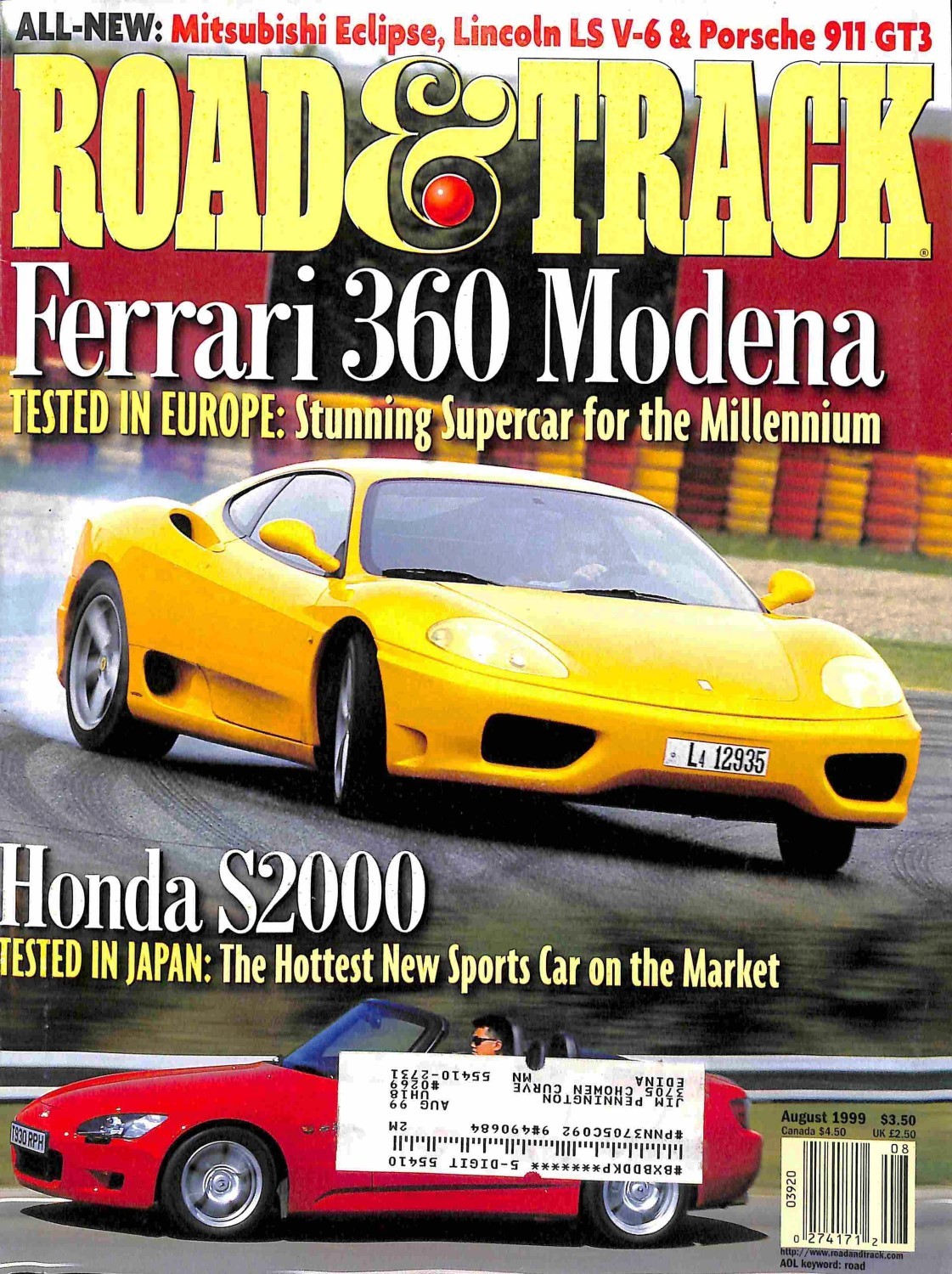 Road and Track, August 1999 Magazine Back Issues