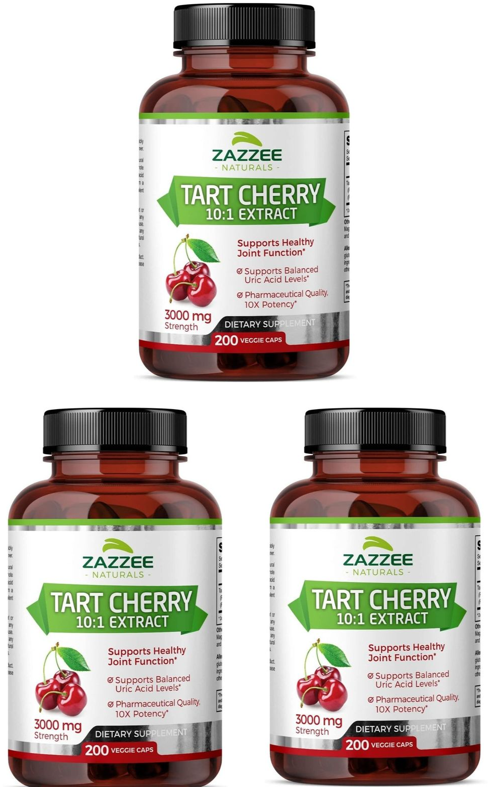 Tart Cherry Extract Capsules,200 Vegan Cap,3000mg Strength Joint Mobility 3 Ct