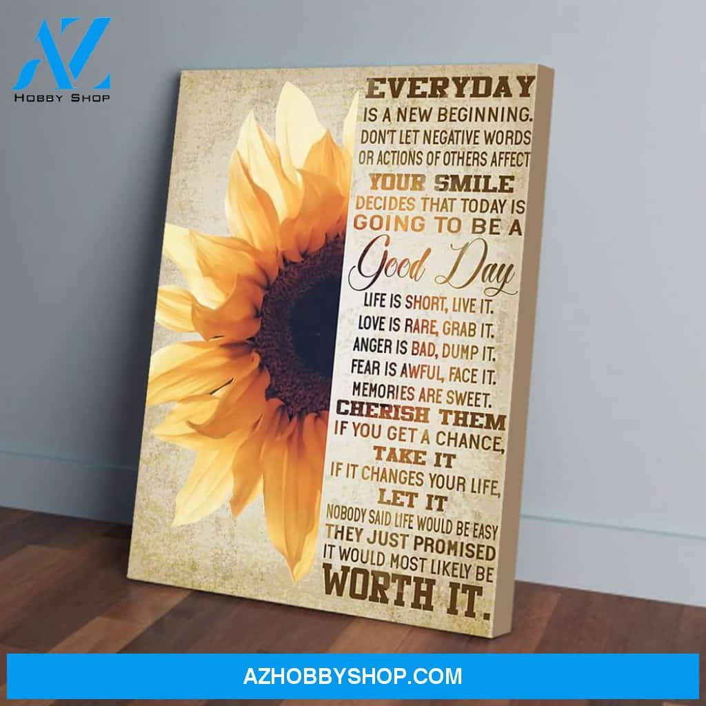 Primary image for Everyday Is A New Beginning Don’t Let Negative Sunflower Poster Canvas