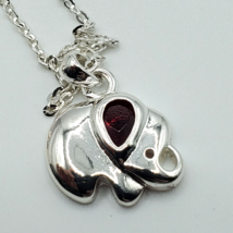 Avon Necklace Elephant Pendent Chain July Birthstone Silver Tone Womens ... - $11.77