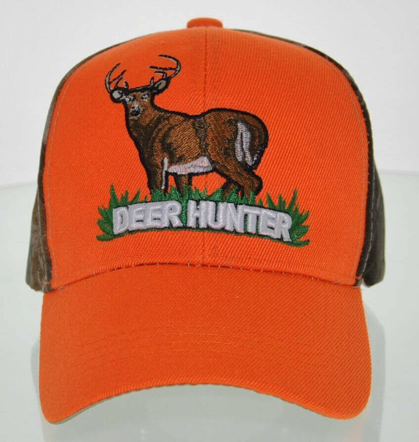 NEW! BIG DEER HUNTER DEER BUCK OUTDOOR SPORTS CAP HAT CAMO ORANGE Men